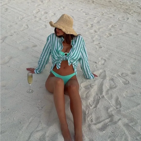 NWT • Hunza G Misty Bikini in Metallic Mint - Picture 1 of 14